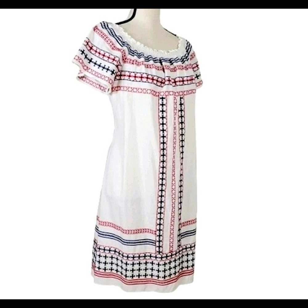 CRISTINA ADORABLE BOHO EMBROIDERED SHIFT DRESS